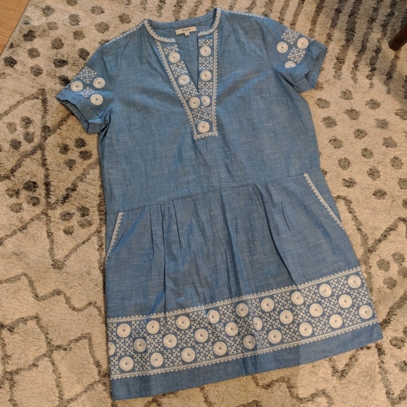 Madewell Dresses & Skirts - Madewell Chambray Sunstitch Embroidery Tunic Dress